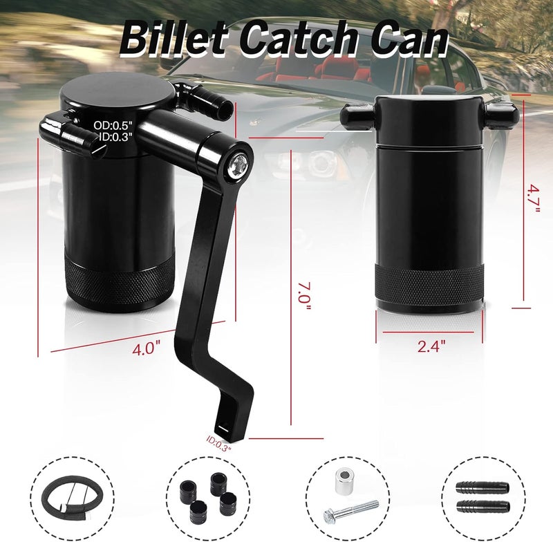 POSENG Billet Catch Can Air Oil Separator Z-Bracket Technology Compatible with Chrysler Dodge Charger Challenger 2011-2021 6.4 L Black - Image 2
